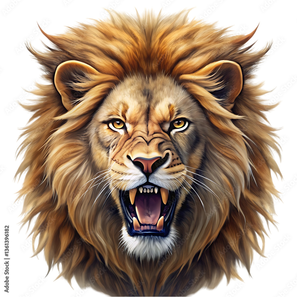 Fototapeta premium Roaring Lion Head: Wild Animal Image