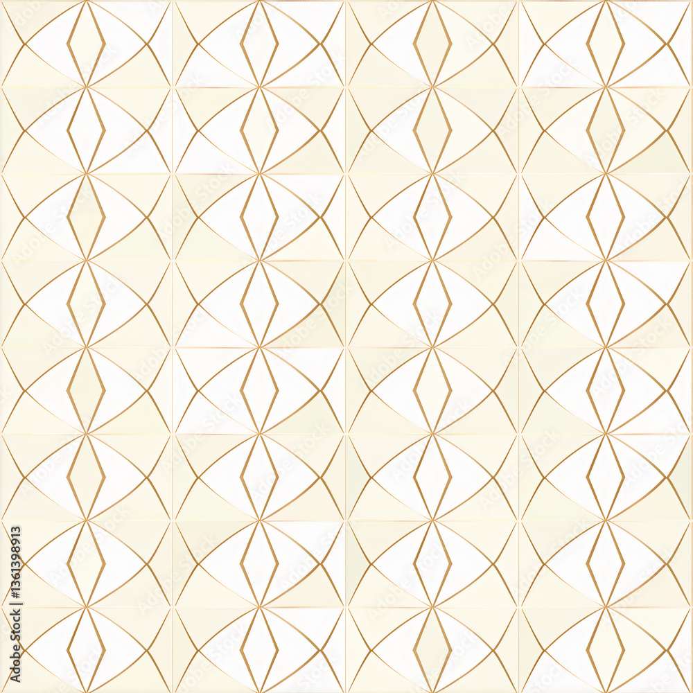 Fototapeta premium Minimalist Luxury Geometric Seamless Pattern in Soft Gold and Cream