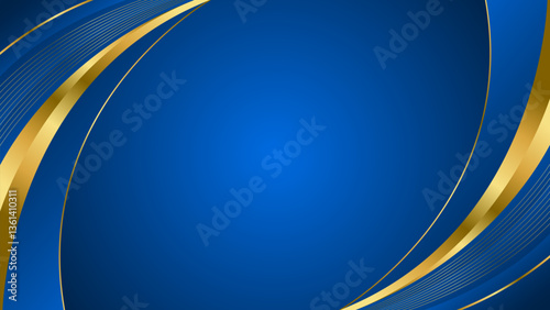 Elegant blue and gold abstract curve background. Modern luxury design. Suitable for Invitations, awards, templates, banners, covers, posters, presentations, websites and pages