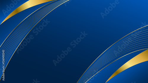 Elegant blue and gold abstract curve background. Modern luxury design. Suitable for Invitations, awards, templates, banners, covers, posters, presentations, websites and pages
