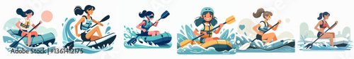 vector collection of a rafting athlete