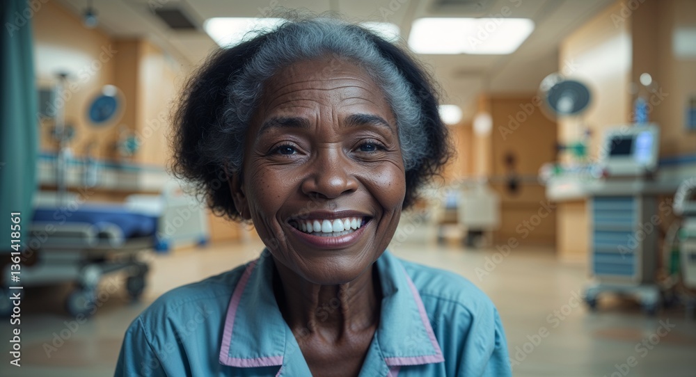 black African elderly girl in inside hospital background happy smiling with white teeth portrait beauty concept model black African elderly girl in inside hospital background happy smiling with white teeth portrait beauty concept model