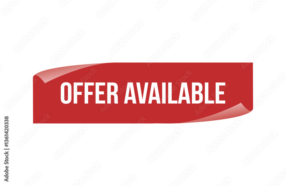 Red banner Offer Available isolated on white background. Red banner Offer Available isolated on white background.