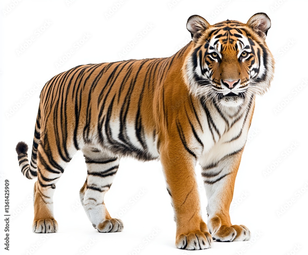 Naklejka premium A tiger on the white background