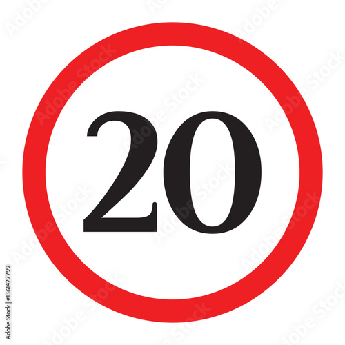 Speed limit 10, 20 km icon . Maximum speed limit 10 km per hour . Speed limit 10 km traffic sign . Vector illustration IN EPS 10.