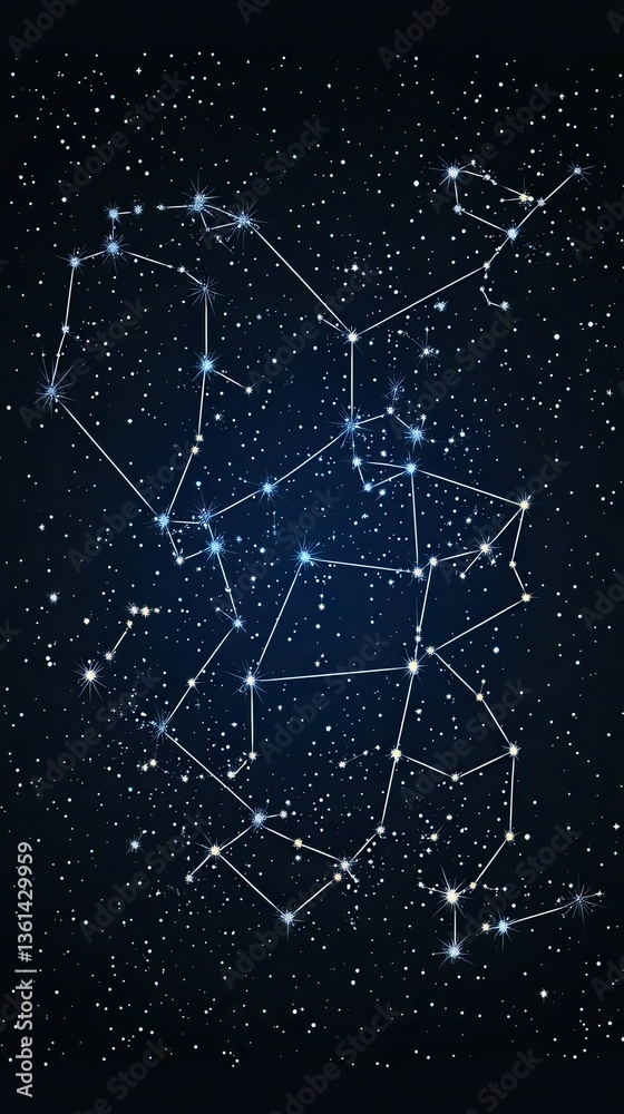Obraz premium A vibrant illustration depicting various constellations and celestial stars