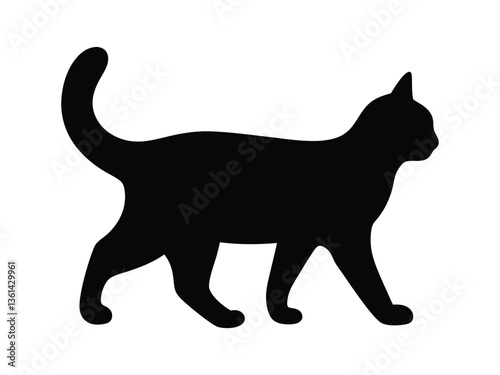 Silhouette of a walking cat. isolated vector on white background.