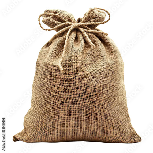 Burlap sack or sackcloth bag isolated on a transparent background