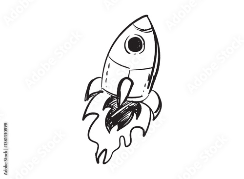 Illustration of an Space Rocket Handdrawn 