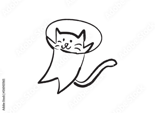 Illustration of an Space Astronaut Cat Handdrawn 