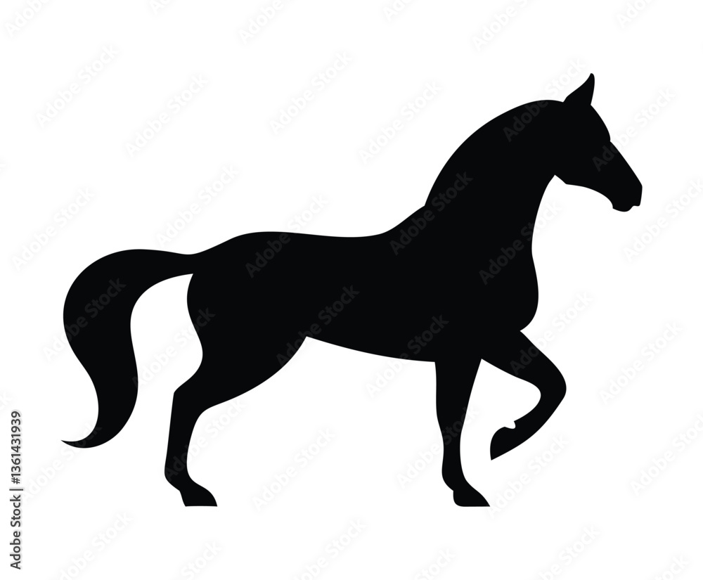 Fototapeta premium Silhouette of a horse in profile. isolated vector on white background.