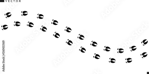 Pig footprints silhouette. Animal footprints vector 