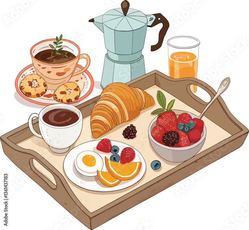 La Dolce Vita Italian Breakfast Vector Illustration Set