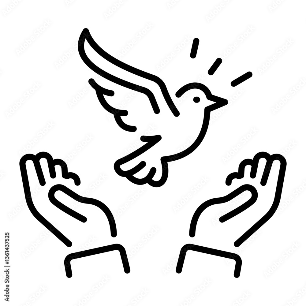 Obraz premium A linear style icon of a peace dove symbol 