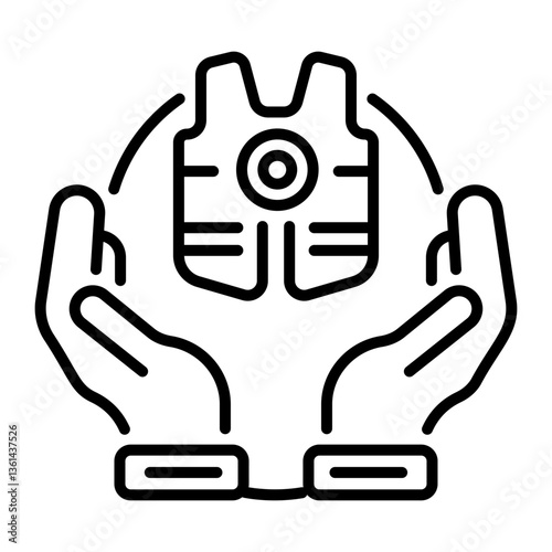 A linear style icon of a volunteers life jacket 