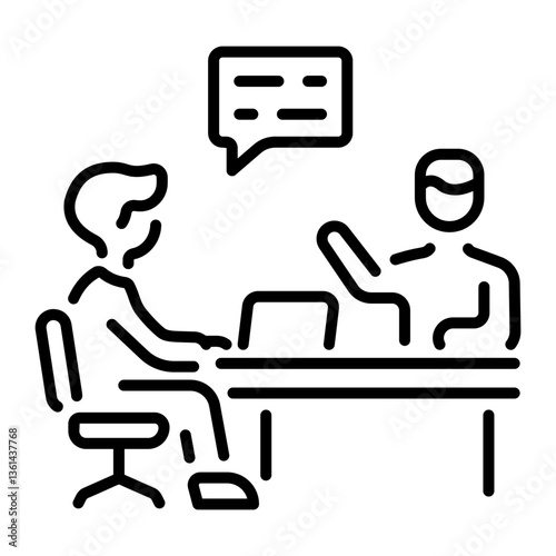 A line style icon of a mentoring character 