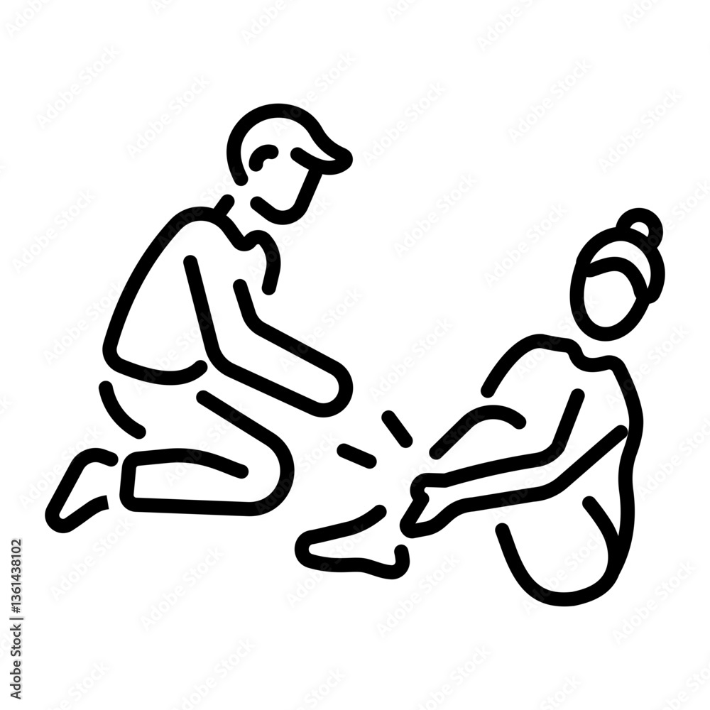 A volunteer rescue a patient, linear style icon A volunteer rescue a patient, linear style icon