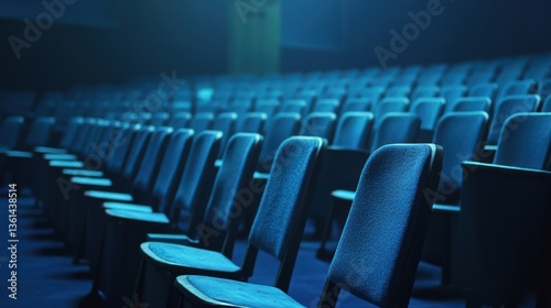 Empty theater seats, blue light, event