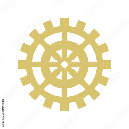 Golden gear shape icon. Vector sign. Engineering symbol