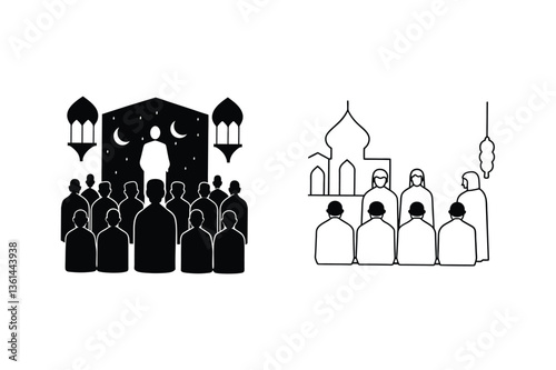 Islamic Prayer, Mosque, Ramadan, Eid, Muslim Community, Faith, Worship, Dua, Celebration, Night