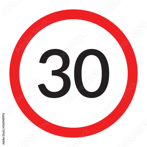 Speed limit highway sign collection. Restriction sign for car drivers not to exceed the speed over 20, 30 kilometers per hour vector illustration in eps 10.
