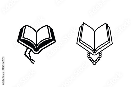 Islamic Holy Quran Book Icons Open Book, Kasbah Beads