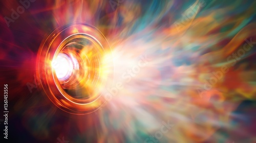 Vibrant Light from Projector in Colorful Background