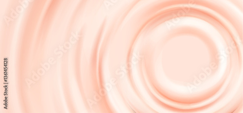 Strawberry cream yogurt swirl vortex background. Pale pink milk texture with spiral pattern, soft pastel colored abstract dairy product bg. Smoothie or ice cream decoration, food packaging element.