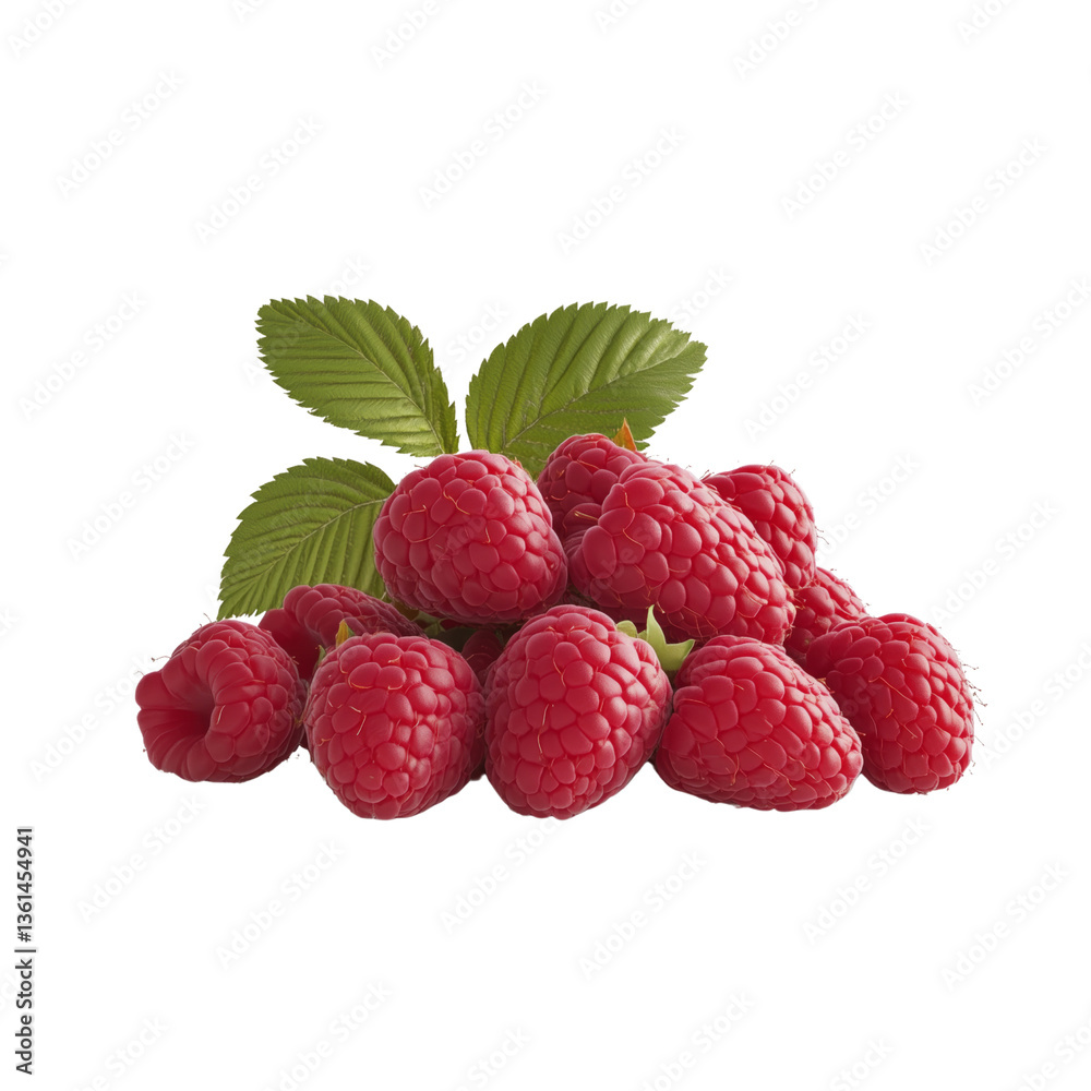 Fresh raspberries on a transparent background food photography nature close-up