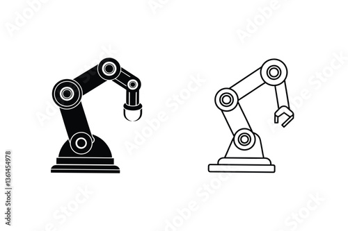 Robotic Arm Icons Automation, Manufacturing, Industry, Technology, Machine