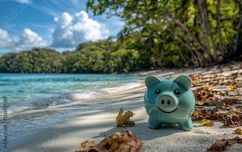 Piggy Bank on Tropical Beach