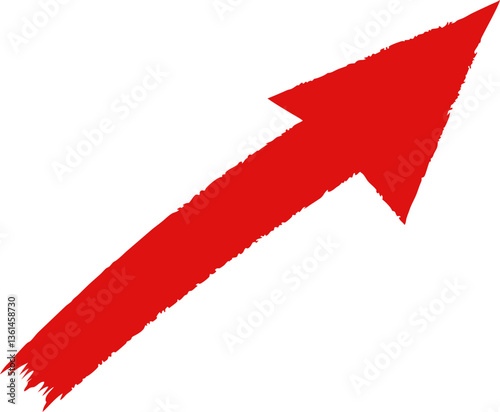 right side direction red arrow up hand drawn icon isolated 