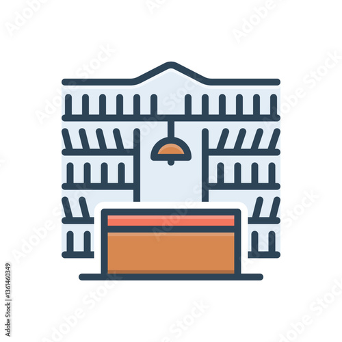 Color illustration icon for library