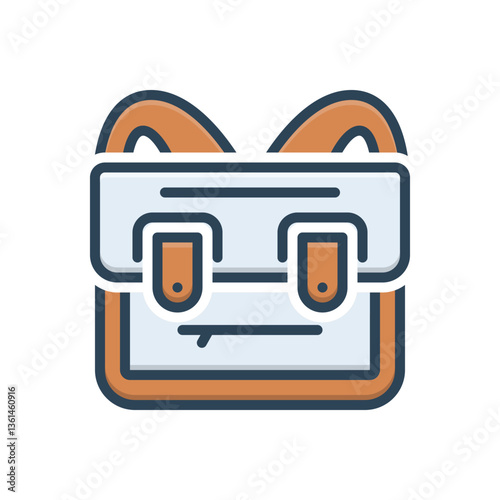 Color illustration icon for school bag