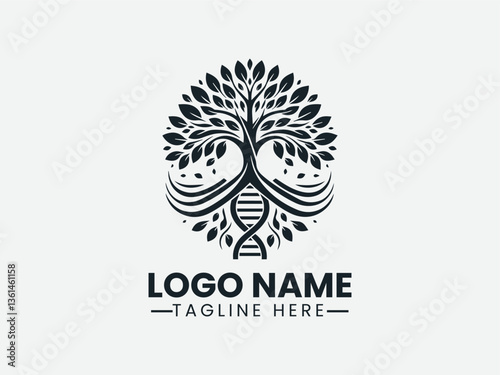 DNA Helix Tree Roots Holistic Health Logo Design, Holistic Health DNA Tree Logo