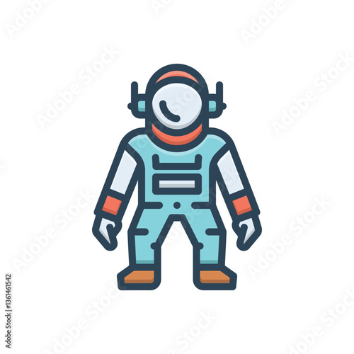 Color illustration icon for astronaut