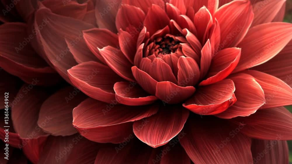 Beautiful red flower in full bloom showcasing intricate petals and vibrant color during a sunny day in a garden setting