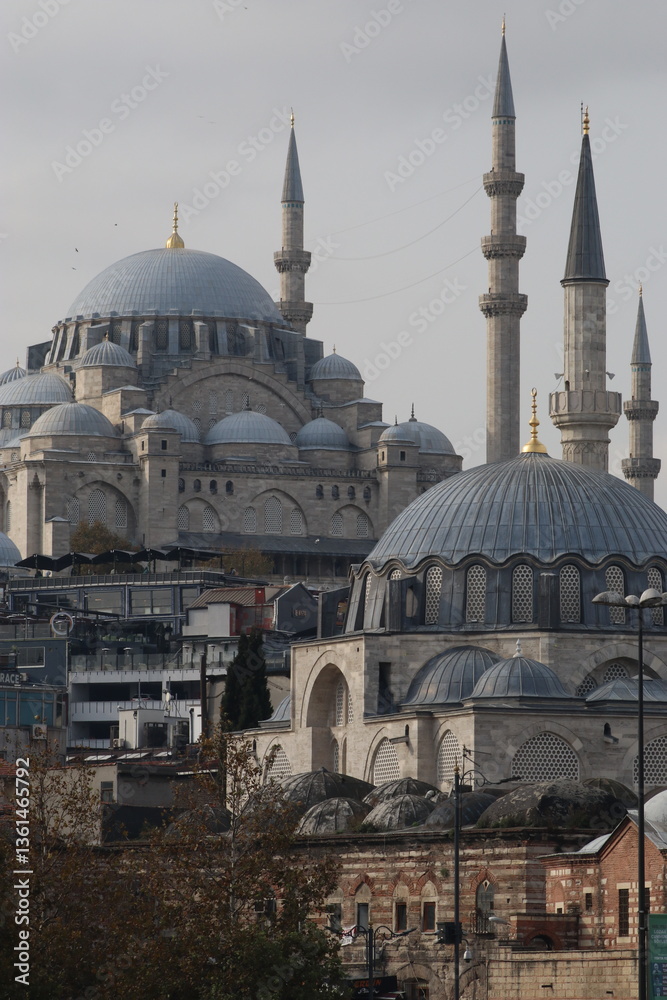 View of the Suleymaniye Mosque from the Galata bridge in Istanbul