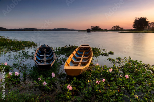 The beauty of the sunset at Rawa Windu, Panglima General Sudirman Dam, Banjarnegara, Central Java, Indonesia