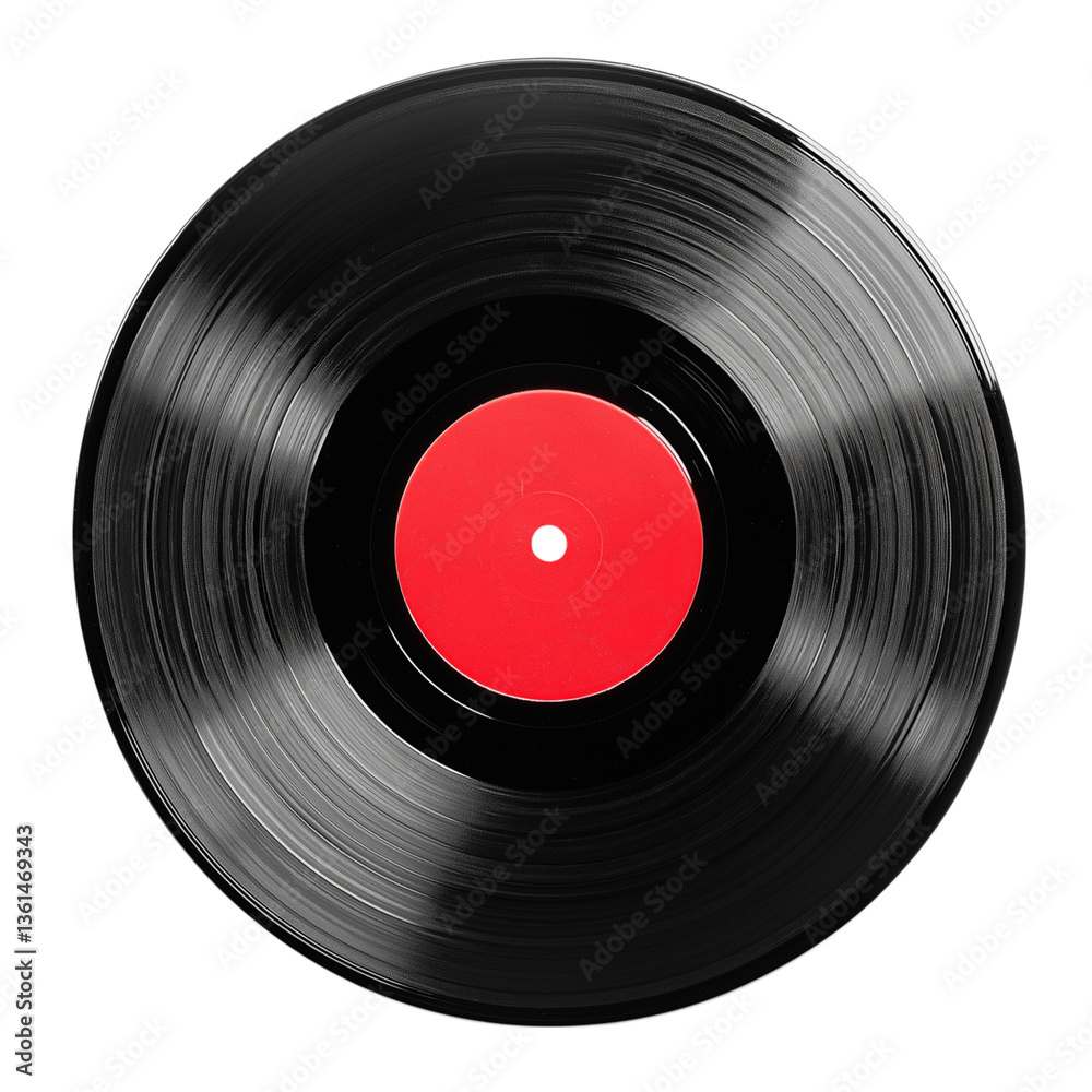 Fototapeta premium Vintage Vinyl Record with Red Label A Classic Music Icon