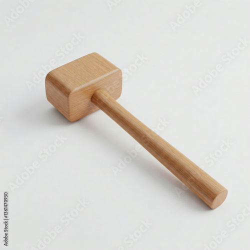 Wooden mallet isolated on white background. 3d illustration.