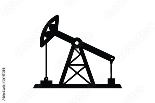 Oil pump jack icon on white background