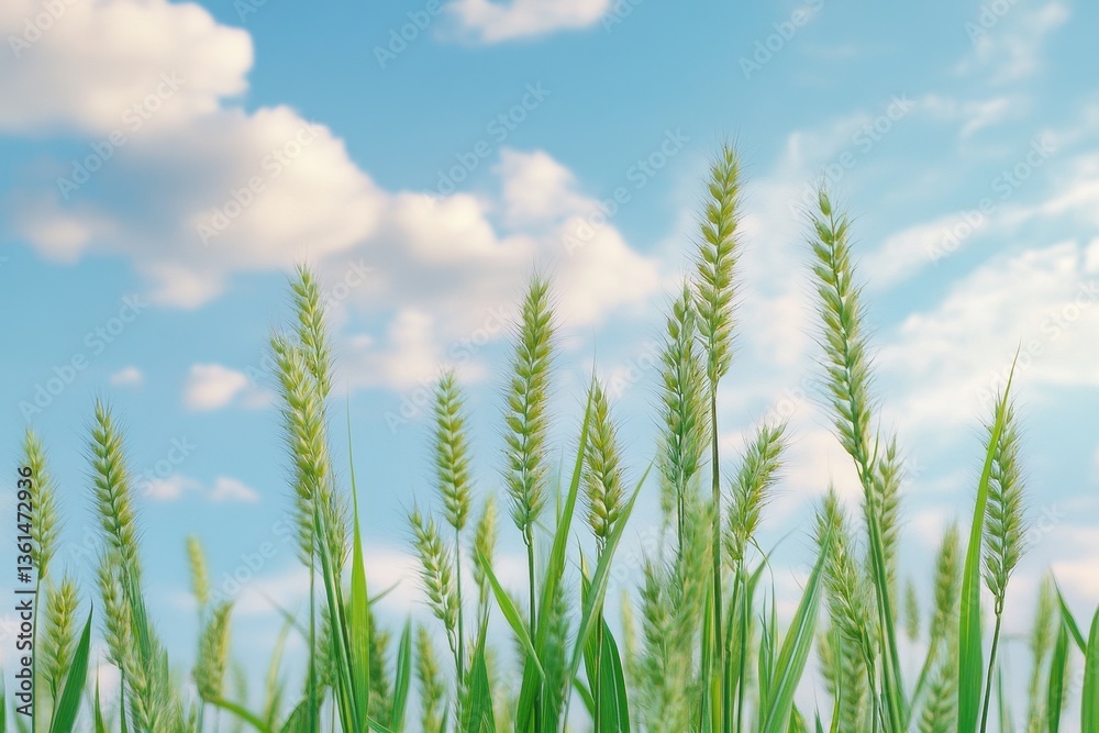 Wheat field swaying under beautiful clouds in a vibrant sky, Wheat field against beautiful timelapse clouds Wheat field swaying under beautiful clouds in a vibrant sky, Wheat field against beautiful timelapse clouds