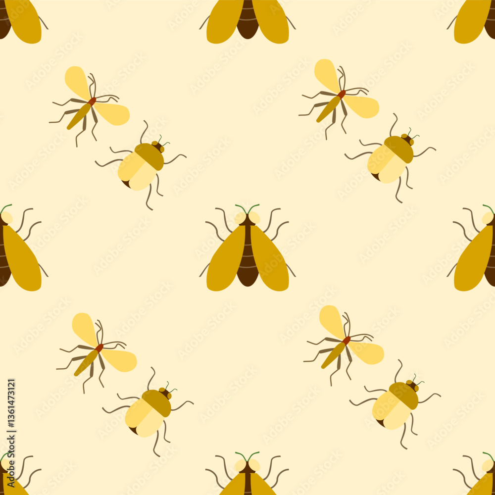 Insect seamless pattern. Insect illustration. Insect background. Perfect for fabric, textile, wallpaper, decor, illustration, print, packaging of products Insect seamless pattern. Insect illustration. Insect background. Perfect for fabric, textile, wallpaper, decor, illustration, print, packaging of products