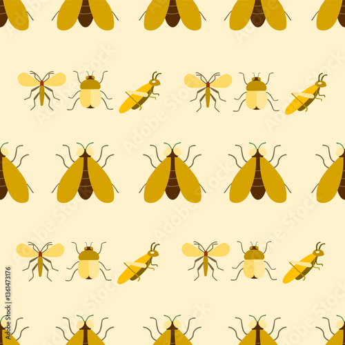 Insect seamless pattern. Insect illustration. Insect background. Perfect for fabric, textile, wallpaper, decor, illustration, print, packaging of products