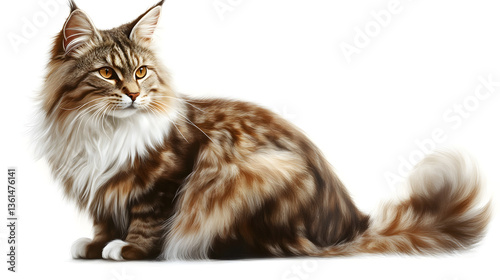 Norwegian forest cat on white background