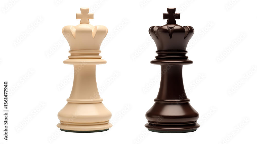 Fototapeta premium Two chess kings one white and one black on black background