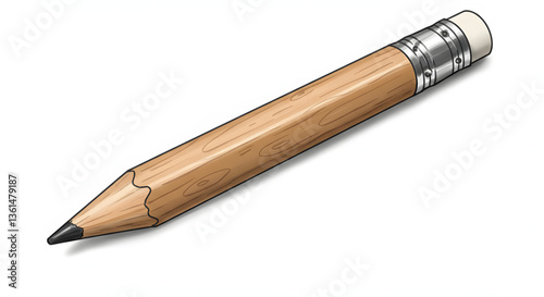 Wallpaper Mural Isolated Wooden Pencil Illustration with Eraser Ready for Drawing or Writing Torontodigital.ca