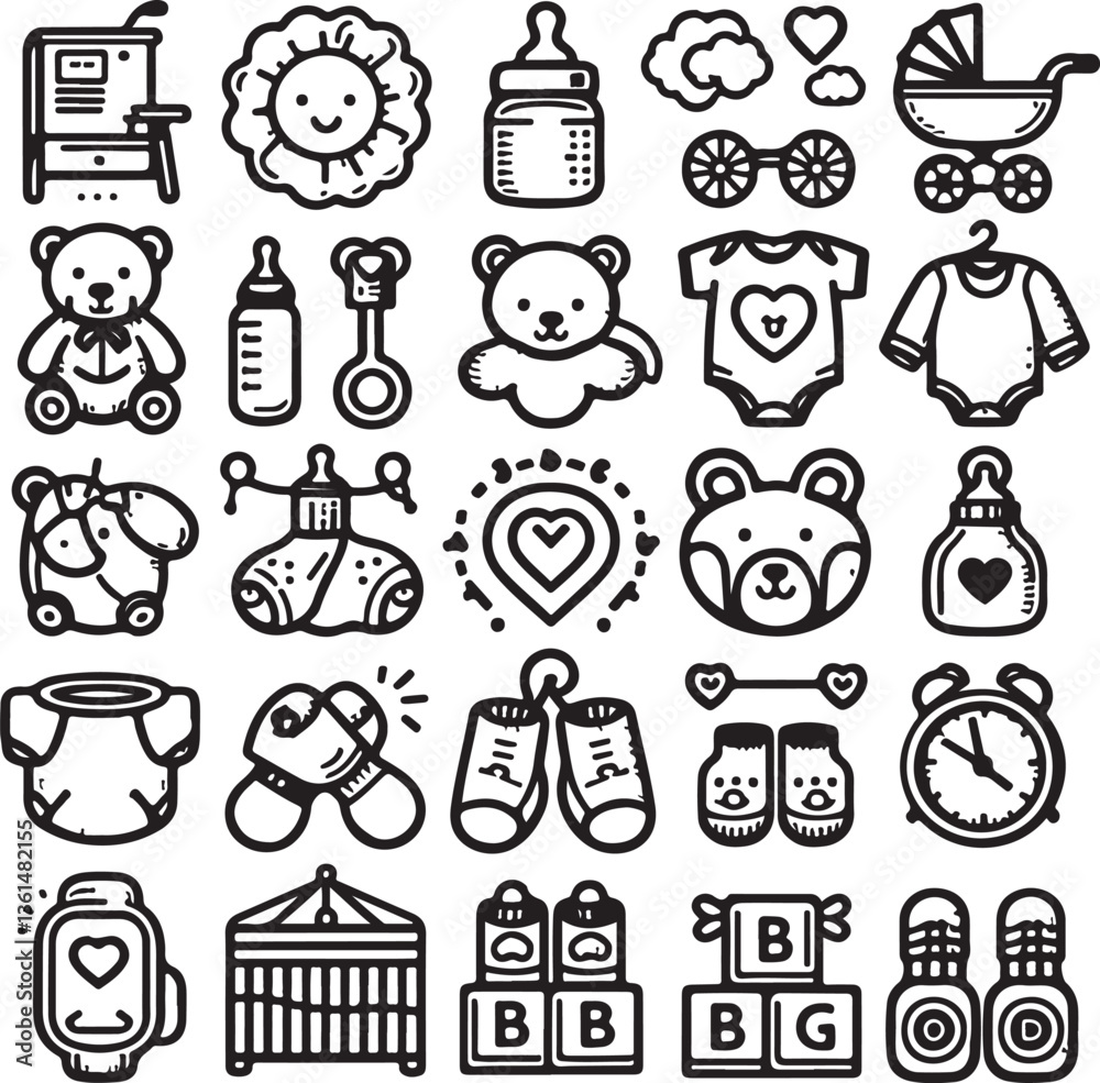 Fototapeta premium Hand-drawn food icon set for web and design