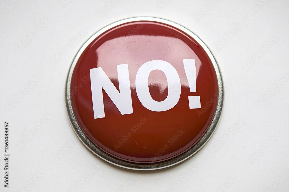 A glossy red button with the word NO! A glossy red button with the word NO!